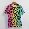 thumbnail image 3 of Animal Print Patterns Womens Tops Women's Fashion Casual Short Sleeve Flower Print Round Neck Pullover Top Blouse, 3 of 6