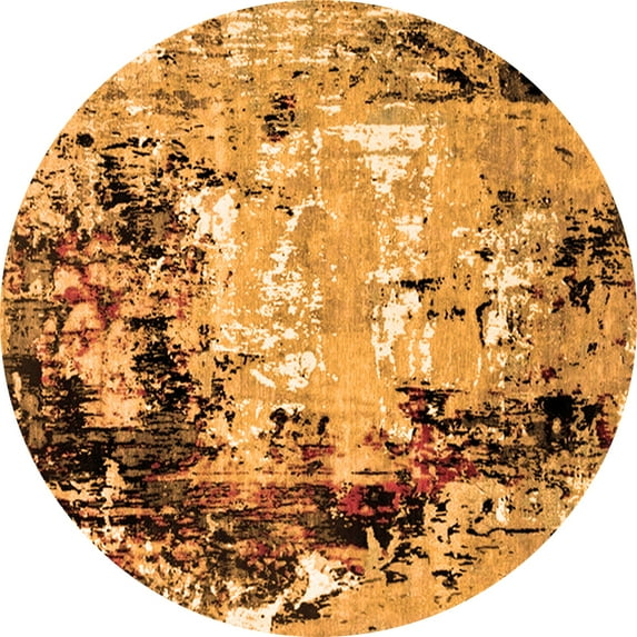 Ahgly Company Indoor Round Oriental Orange Industrial Area Rugs, 5' Round