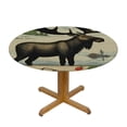thumbnail image 3 of BCIIG Moose Folk Art Round Table Cover Stain Resistant Washable Perfect for Indoor Outdoor Kitchen Dining Wedding Parties Elastic Edge 100% Polyester Fiber 42"-46, 3 of 8