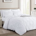thumbnail image 2 of RUIKASI 3-Piece Ruched Pinch Pleat Geometric Duvet Cover Set with Corner Ties and Hidden Zipper,Pillowcases&Shams,Pintuck Bedding Set (90in*90in)Queen,White, 2 of 5