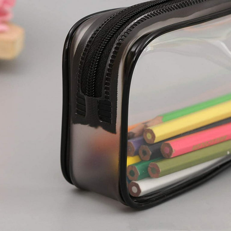 SUJAHHUJIQ Mesh Pencil Case, Clear Pencil Pouch, Large Pen Bag 2 Compartment Pencil Bag, Transparent Pen Holder Bag, Multi-Purpose Organizer Box
