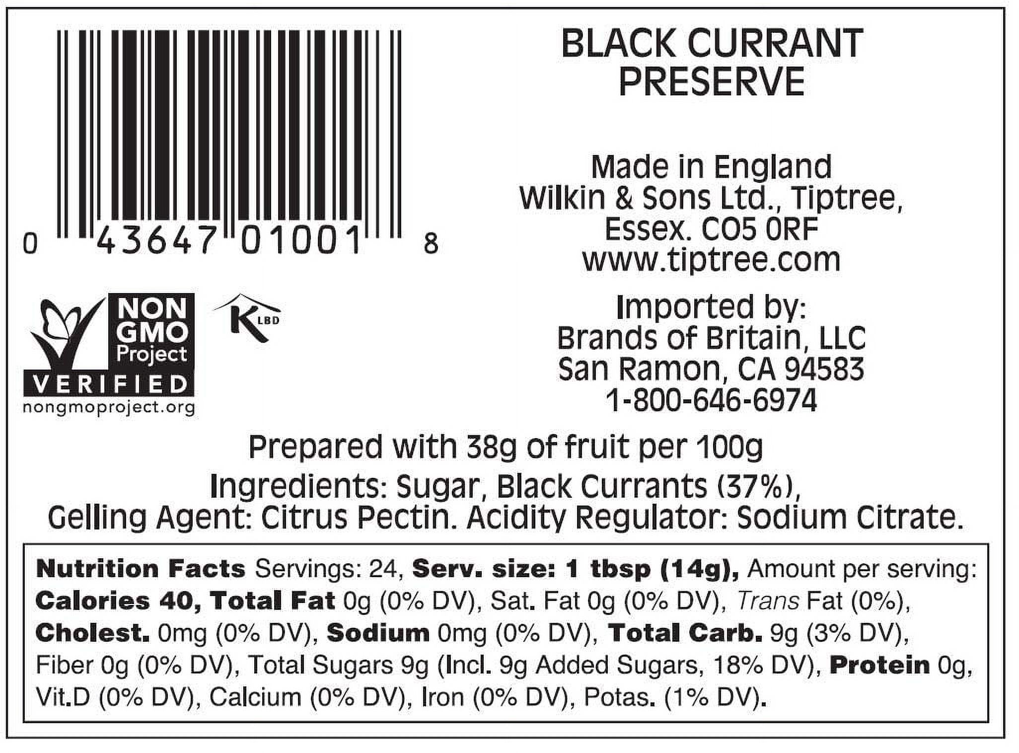 Tiptree Black Currant Preserve, 12 Ounce Jars (Pack of 6)