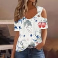 thumbnail image 2 of LYXSSBYX Womens Tops Dressy Casual Summer 2024 Women's Fashion Casual Printed Eyelet Embroidery Shoulder Leakage Short Sleeve Pullover Short Sleeve Top, 2 of 5