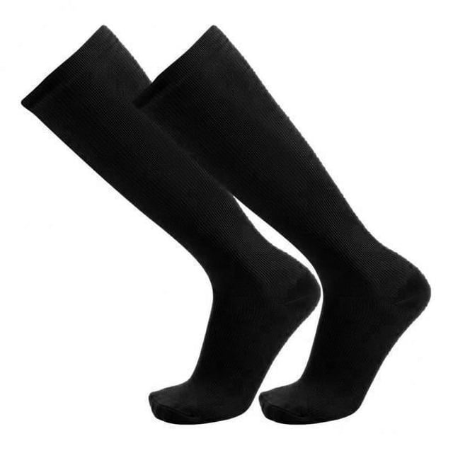 3x Calcetines Deportivos de Compresión para Hombre Medias hasta La Calcetines Deportivos con Manga Atención Del Tobillo - Negro S-M 3 piezas