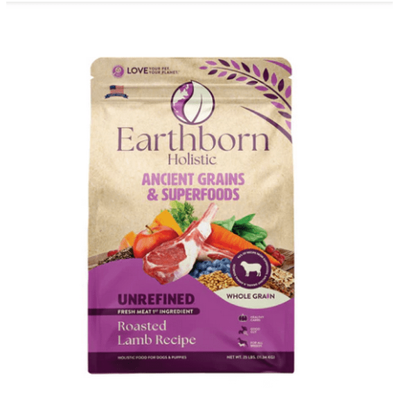 Earthborn Holistic Unrefined Roasted Lamb with Ancient Grains & Superfoods Dry Dog Food 24 lb