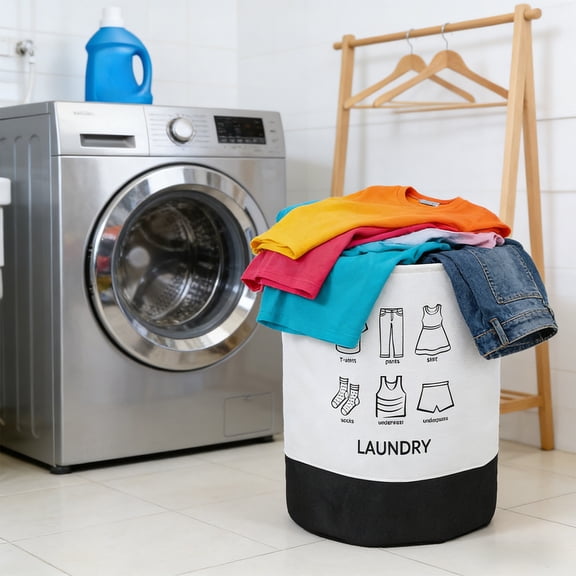 Laundry Basket, Clothes Hamper, Foldable Storage Basket with Handles, Extra Large 40x50cm Linen Fabric Bin for Dirty Clothes Organization, for Bedroom Closet, Bathroom, Dormitory Organization