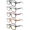 5-Pack Spring Temple Classic Reading Glasses Men Women Include Computer Readers +2.75
