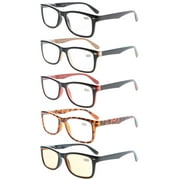 5-Pack Spring Temple Classic Reading Glasses Men Women Include Computer Readers +2.75
