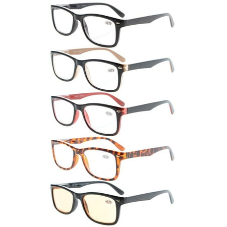 5-Pack Spring Temple Classic Reading Glasses Men Women Include Computer Readers +2.75