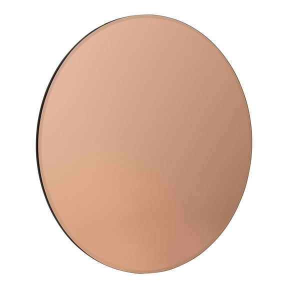 Kate and Laurel Azalea Modern Rose Gold Tinted Frameless Decorative Round Wall Mirror, 26-Inch Diameter