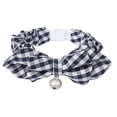thumbnail image 1 of Collar de seguridad para mascotas, cachorros, gatos y gatitos, correa para el cuello con hebilla ajustable y decoración de lazo de algodón Tela escocesa azul, 1 of 8