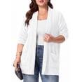thumbnail image 6 of Cueply Women's Plus Size Open Front Cardigan Long Sleeve Ribbed Knit Lightweight Sweater Casual Outerwear with Pockets 1X-4X, 6 of 7