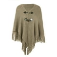 thumbnail image 5 of KingShop Ponchos for Women Batwing Tassel Irregular Hem Two Button Split Wrap Cardigan Poncho Sweater Coat, 5 of 5