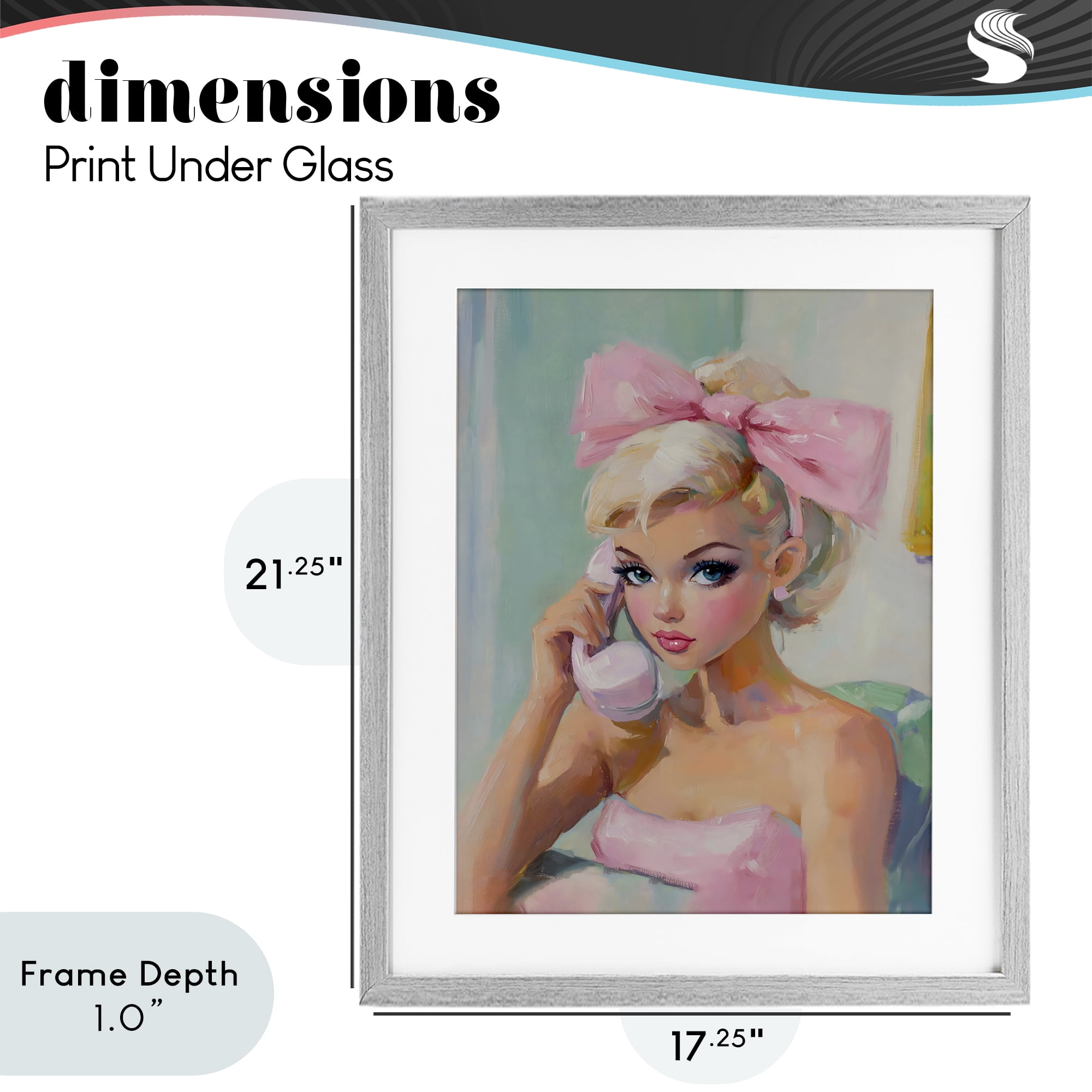Stupell Industries Blonde Girl with Pink Bow Gray Framed Print Under Glass, design by The Prints Vibe
