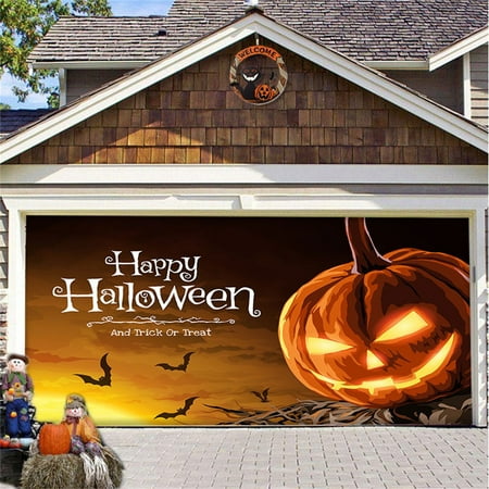 

Trick-or-Treat Decorations Clearance Halloween Garage Door Decorations Banner 7 X 16 Ft Movie Characters Halloween Garage Door Cover for Double Car Garage Hanging Halloween Mural for Outdoor Party G