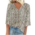 thumbnail image 1 of Blusas de Manga Corta para las Mujeres de Moda Sólida Camiseta Casual con Cuello en V, Ligero Top de Verano para Diario, 1 of 4