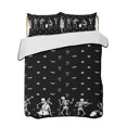 thumbnail image 2 of Quilts King Size, Musical Skeleton Halloween Soft Comforter Bedding Set for Bed, Black White Bat Bow Lightweight Quilted Bedspread with Pillow Cover(2 Pieces) for All Season, 96x106 Inch, 2 of 7