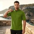 thumbnail image 6 of Men's Solid Short Sleeve Stand Collar Half Zip Outdoor Casual Sports Top Shirt Moisture Wicking Quick Dry UPF 50 Sun Protection Breathable Travel Gym Hiking Polo | JASKFLY,Green S, 6 of 7