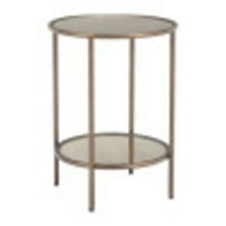 Anelli Side Table Bronze End Table, Modern Style, Mirror Glass round shape tabletop, Steel, Indoor Living