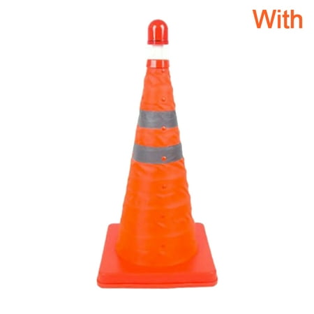 Reflective Traffic Cone Retractable Space-saving Portable Warning Sign  Roadblock with LED 