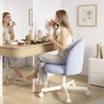 thumbnail image 5 of CELTOSS Home Office Desk Chair, Cute Teddy Fabric Swivel Vanity Stool, Mid Back Adjustable Armless Task Chair with Wheels, Purple, 5 of 13
