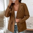 thumbnail image 4 of Bixock Women Outerwear Fall and Winter Solid Color Pocket Button V Neck Long Sleeve Tailored Shirt Jacket, 4 of 5