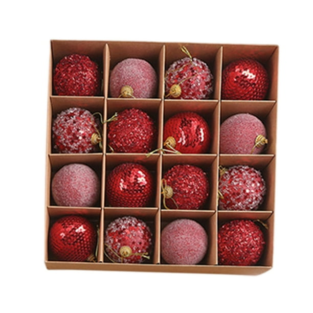 Juego de 16 bolas colgantes para árbol de Navidad, irrompibles, para decorar el árbol. Rojo