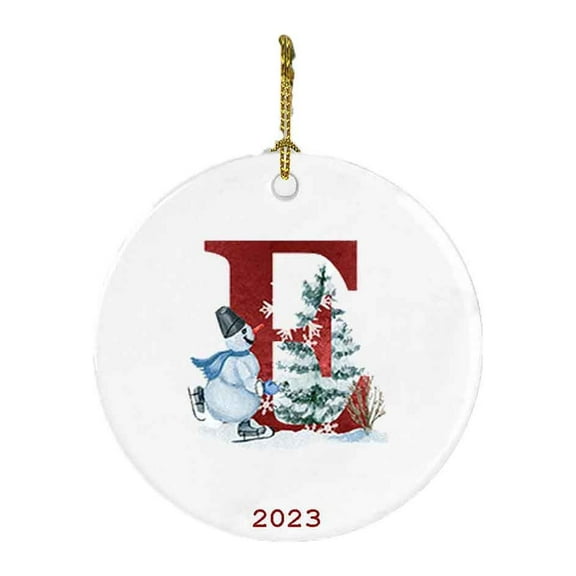 Herrnalise Christmas Tree Decoration Pendant Christmas Acrylic Circular 26 Letter Ornaments,Red Letter Christmas Ornaments Christmas Yard Decorations 2.8 inch Christmas Xams Gift