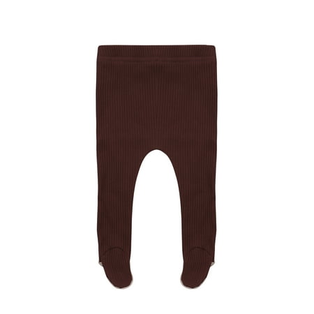 

Canrulo Autumn Winter Newborn Baby Girls Boys Pants Knit Elastic High Waist Solid Warm Footie Leggings Pants Brown 3-6 Months