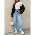 thumbnail image 3 of Women Barrel Leg Casual Jeans Loose Copped Ripped Denim Pants, 3 of 6