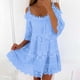 thumbnail image 2 of Vestido largo de encaje con hombros descubiertos para mujer: falda escalonada, mangas con volantes, elegante para bodas y fiestas, 2 of 8