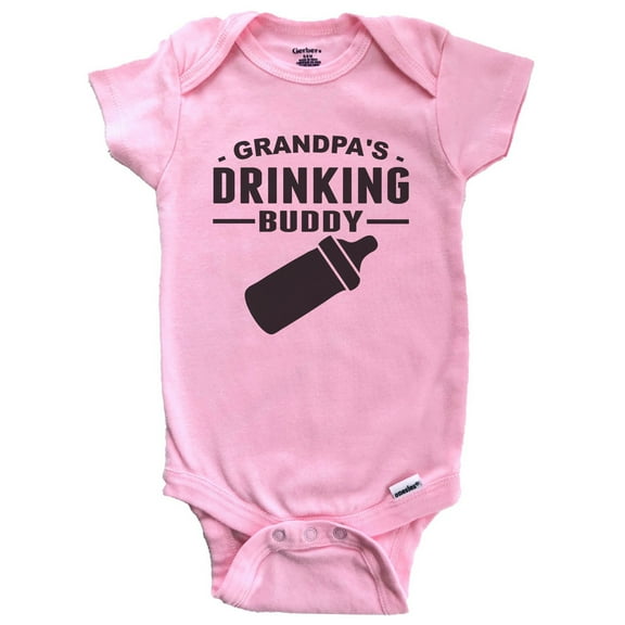 Grandpa's Drinking Buddy Cute Baby Bodysuit - Funny Baby Bodysuit for Grandchild (Pink)