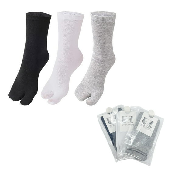 3 Pairs Men Women Unisex Casual Sandal Split Two Toe Tabi Flip Flops Socks Elastic Free Size White   Grey   Black