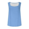 thumbnail image 5 of Htigea Summer Tank Tops for Women Loose Fit Pleated Square Neck Sleeveless Tops Curved Flowy Light Blue,M, 5 of 6