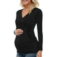 thumbnail image 2 of Youmylove Women Maternity Regular Solid Color Hem Tee Shirt Casual Long Sleeve O-Neck Basic Nursed T-Shirt Top Belt Breastfeeding Ladies Stylish Pregnant Clothes, 2 of 6