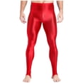 thumbnail image 1 of iefiel Leggings de Sport Brillants pour Hommes, Yoga, Course, Compression, Rouge A TG, 1 of 6