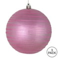 thumbnail image 3 of Vickerman 6" Pink Candy Finish Ball Ornament with Glitter Lines, 3 per Bag, 3 of 3