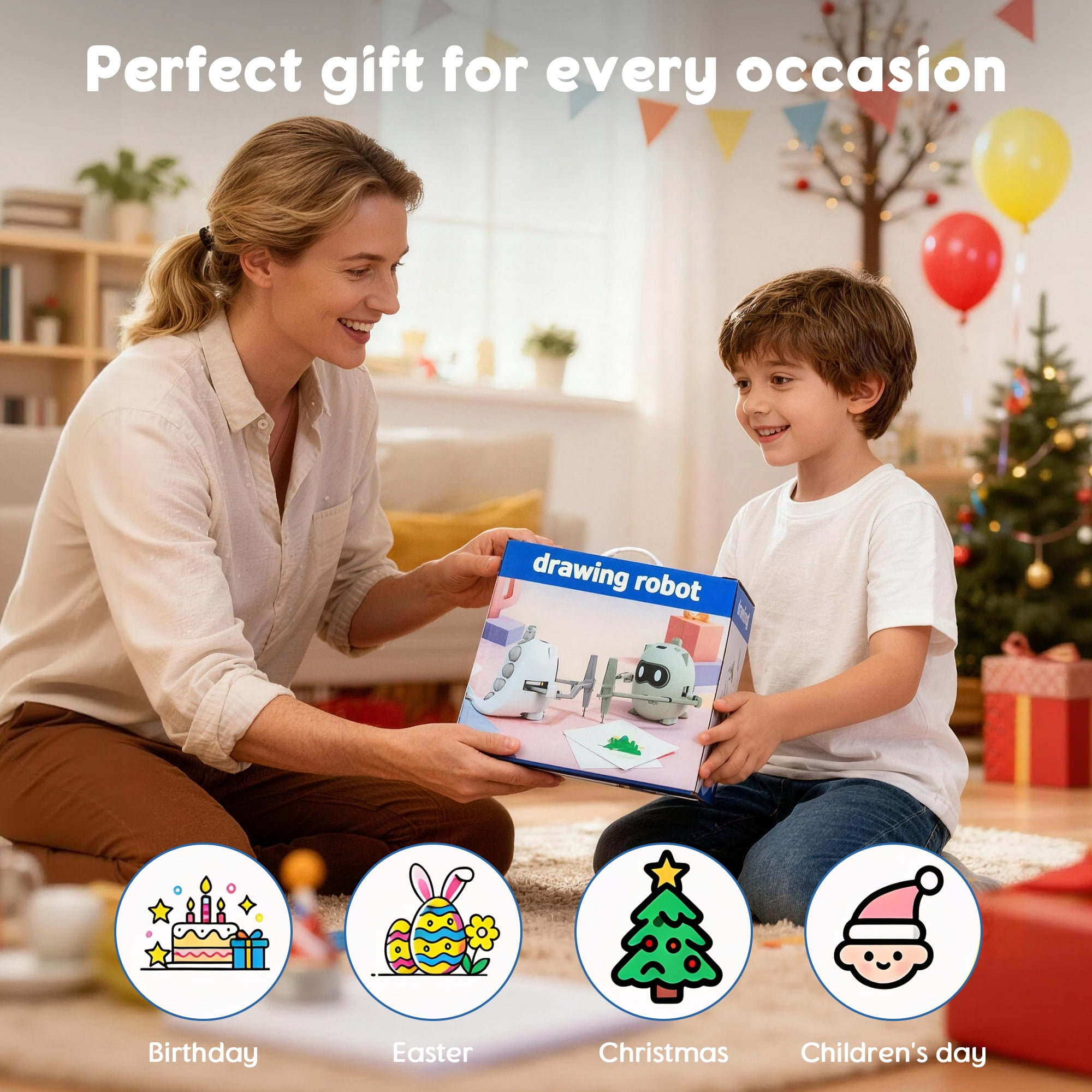 Learning Drawing Robot for Kids, Educational Robot Toys with Voice Interaction, Montessori Painting Smart Robots for Boys Girls birthday gifts Age 2-3-4