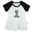 thumbnail image 1 of Get Milk Or Cry Trying Funny Dresses For Baby, Newborn Babies Skirts, Infant Princess Dress, 0-24M Kids Graphic Clothes (Black Raglan Dresses, 18-24 Months), 1 of 5