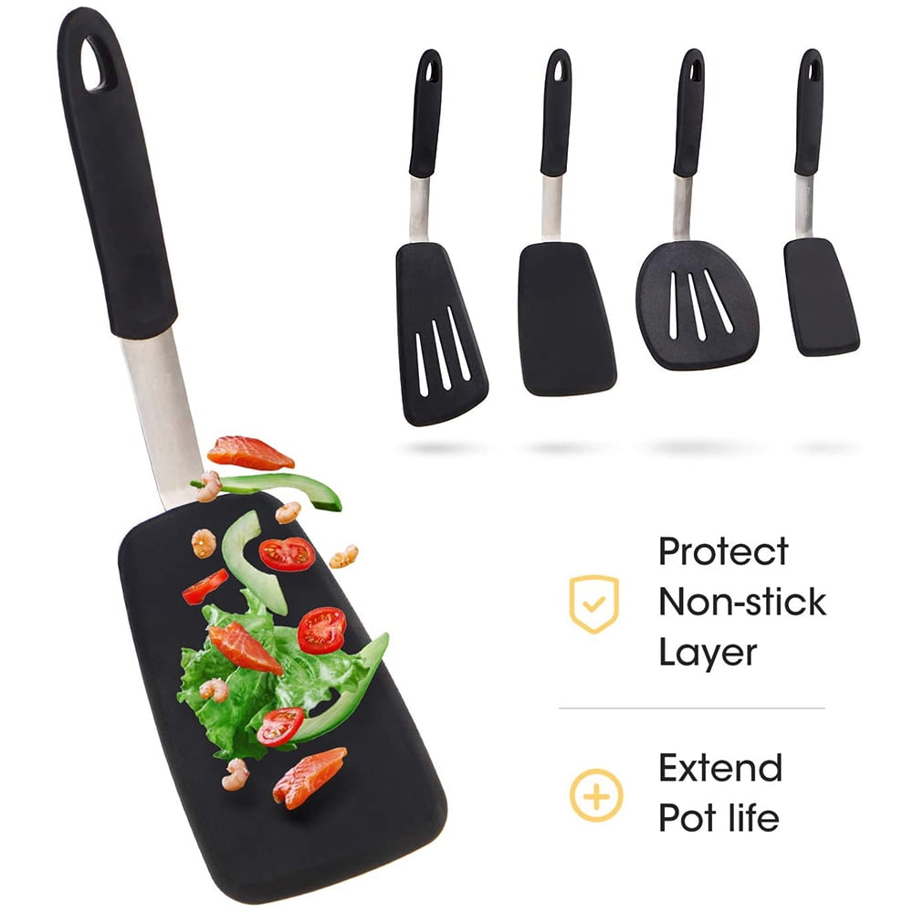  2 Pack Flexible Silicone Spatula Turner, 600°F Heat Resistant  Silicone Spatula Set for Nonstick Cookware, Kitchen Silicone Cooking  Utensil Set for Egg Pancake Flipper/Heat Resistant Silicone Grip: Home &  Kitchen