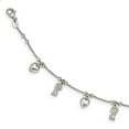 thumbnail image 3 of Sterling Silver Heart & Key Dangle Bracelet, 3 of 5