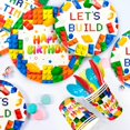 thumbnail image 5 of Building Blocks Birthday Party Supplies-133pcs Building Blocks Party Tableware Set-Building Block Party Plates Napkins Tablecloth Banner etc Colorful Building Block Party Supplies for Kids Boys/Girls, 5 of 7