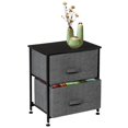 thumbnail image 1 of Nightstand 2 Drawers, Folding Dresser Storage Tower Wood Top Organizer for Bedroom Hallway Closets, Grey, 1 of 10