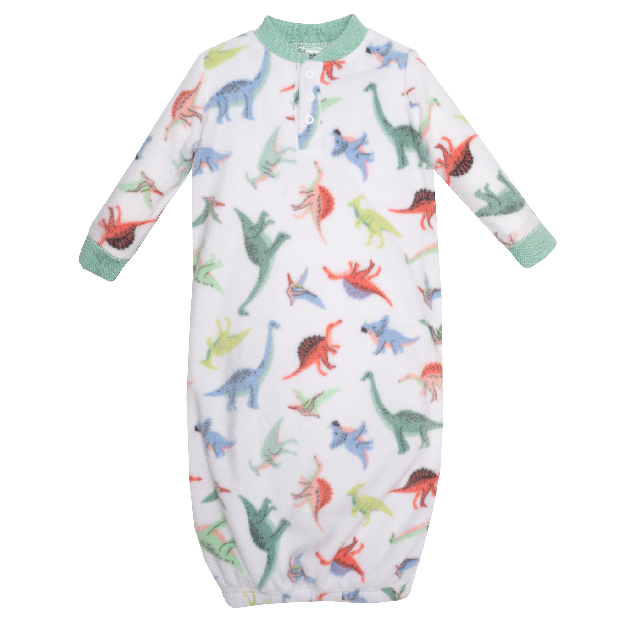 Hudson Baby Infant Boys Fleece Gowns, Cheerful Dino Friends, 0-6 Months