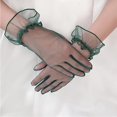 thumbnail image 4 of Verde oscuro: guantes cortos de mujer para bailes de graduación, fiestas de té y bodas, 4 of 5
