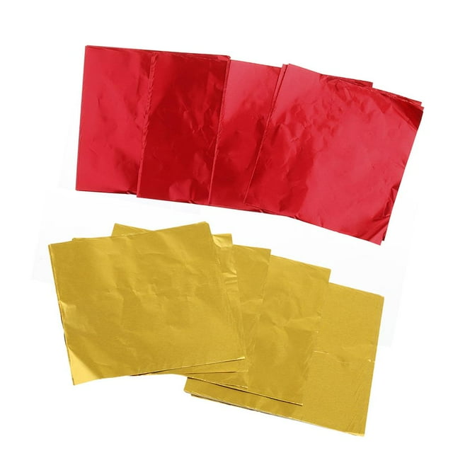 Paquete de 200 Envoltorios de Papel de Aluminio para Dulces , Bodas, Cumpleaños, Manualidades, Rojo Y Dorado Soledad Envoltorios de papel de aluminio para caramelos de chocolate