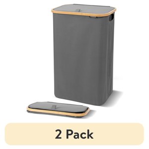 Foldable Laundry Hamper with Lid, 90L Capacity, 2-Pack