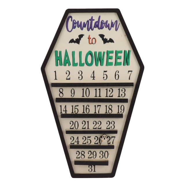Calendario de cuenta regresiva para Halloween, decoración de señal navideña móvil de madera, reutilizable, para Adviento, bricolaje, adorno de escritorio para el hogar