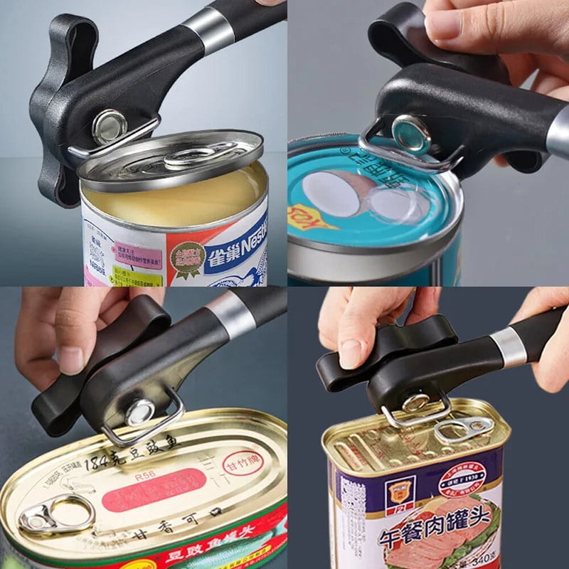 Safe Cut Can Opener Smooth Edge Can Opener Handheld Food Grade Stainless Steel Cutting Manual Can Opener for Kitchen Restaurant