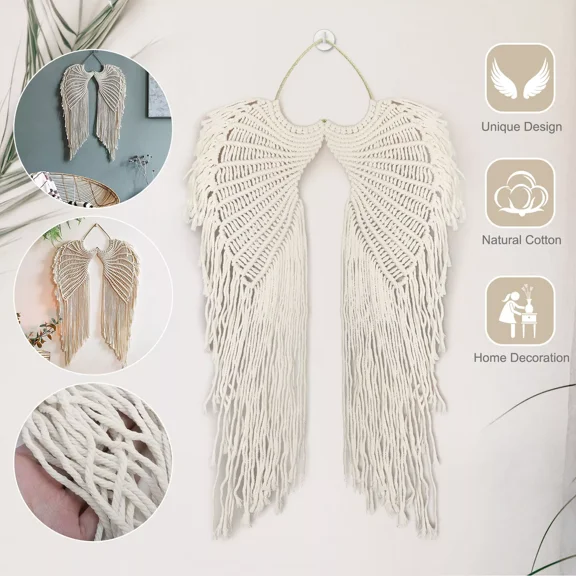 Macrame Boho Tapestry Diy Angel Wing Woven Wall Hanging Home Decor Ornament Gift